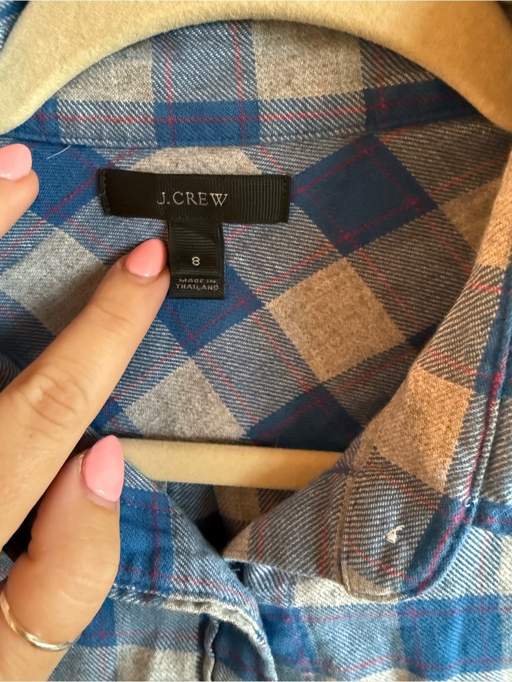 J. Crew Women’s Size 8 Blue and Gray Plaid Button-Up Shirt - Picture 2 of 4